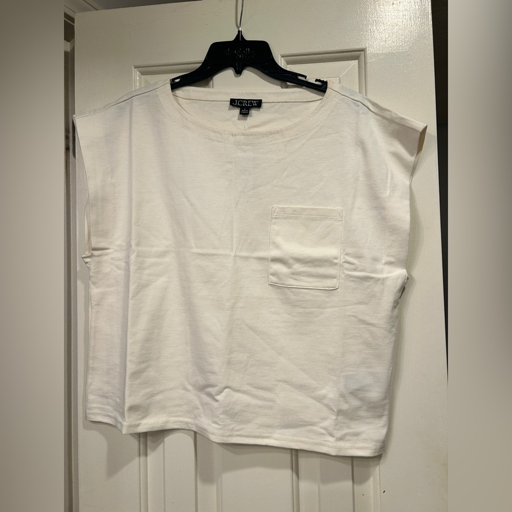 J Crew NWT New Mariner Jersey Boatneck Muscle T-shirt large in Ivory SEE PICS - Picture 4 of 11